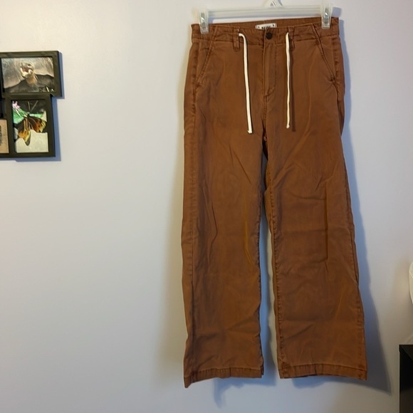 PAIGE Pants - Paige Carly Wide Leg Brown Tan Lyocell Blend Pants with Waist Tie size 27